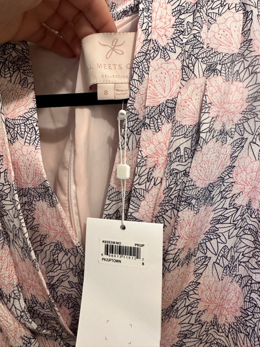 Gal Meets Glam Lizzie Pink and Navy Floral V-Neck Midi Dress from Nordstrom - Picture 6 of 13